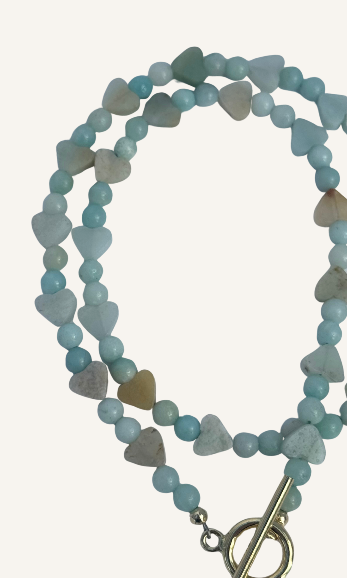Amazonite heart necklace with a gold filled toggle clasp