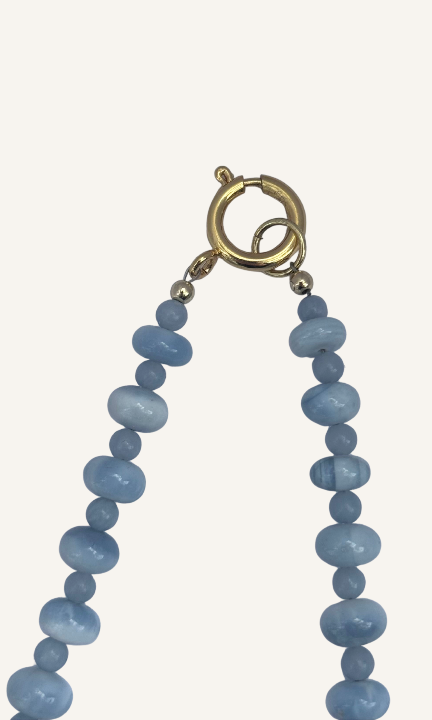 Light blue Opal and Angelite necklace with a gold filled spring clasp