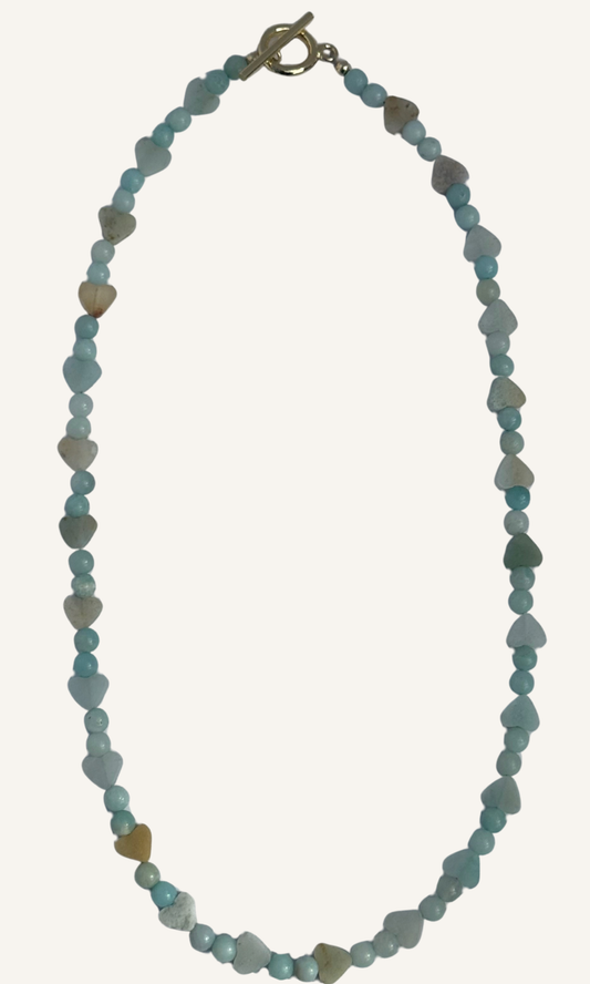 Amazonite heart necklace with a gold filled toggle clasp
