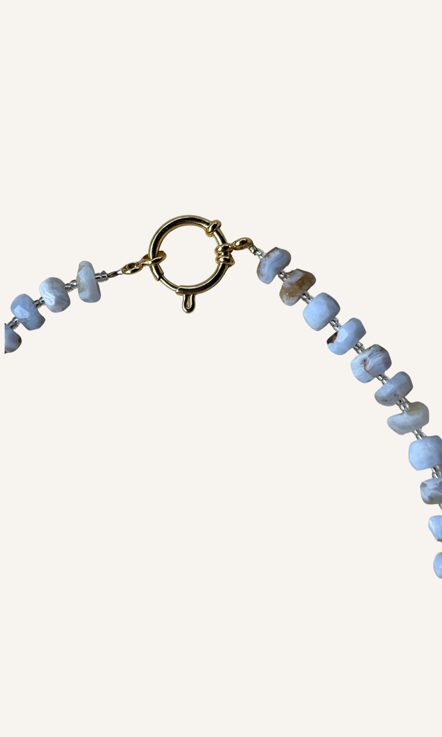  Blue Lace Agate necklace with gold filled findings and a sailor clasp
