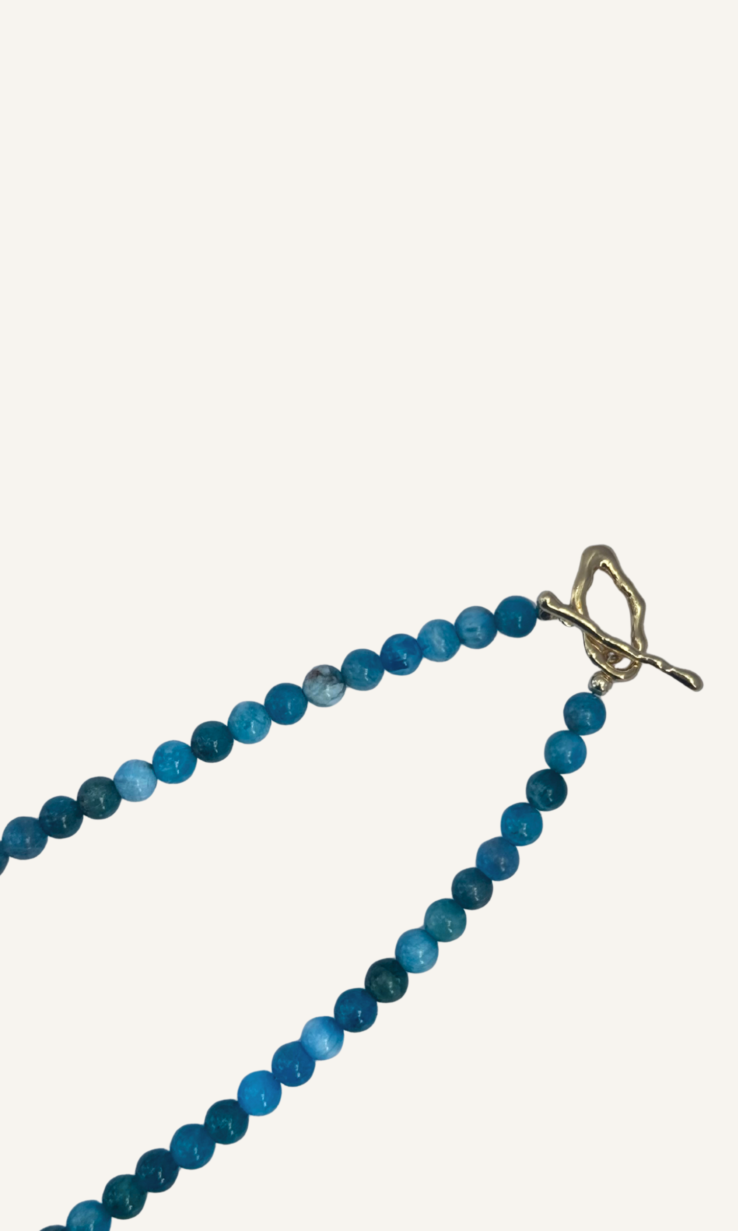 Bright blue Apatite necklace with Freshwater Pearls and gold filled toggle clasp
