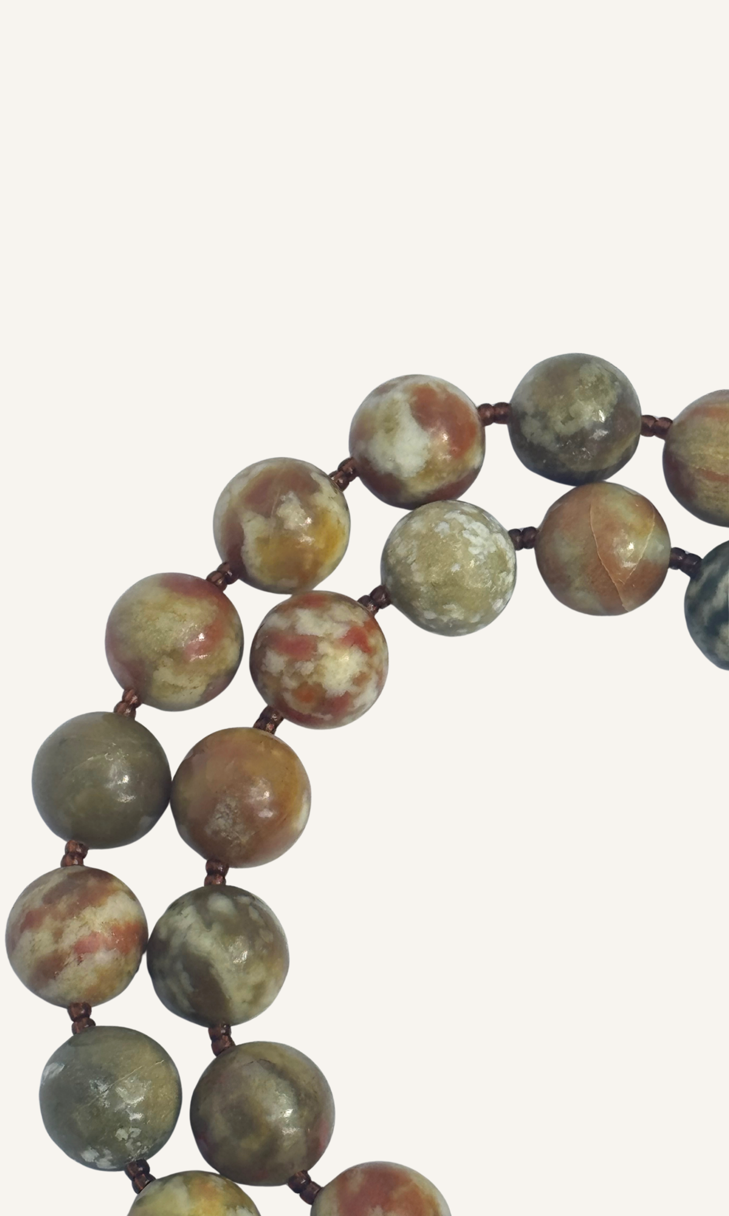 Chunky Serpentine Jade necklace with a puffy gold filled heart charm and gold filled sailor clasp