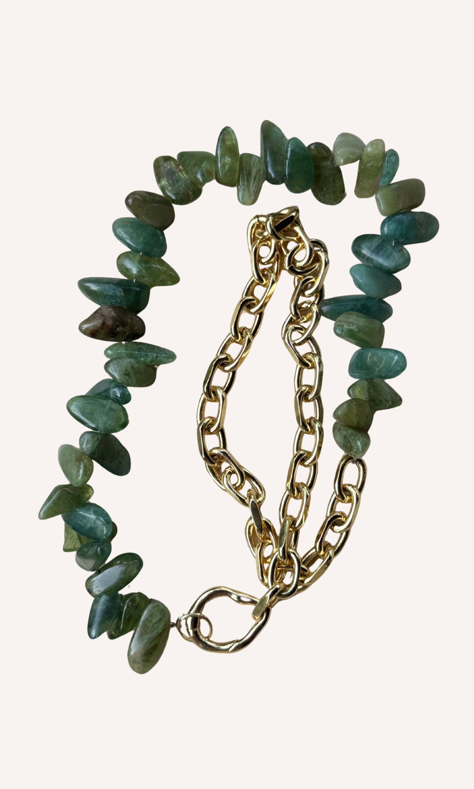 Green Apatite necklace on a gold filled chain with a push gate clasp