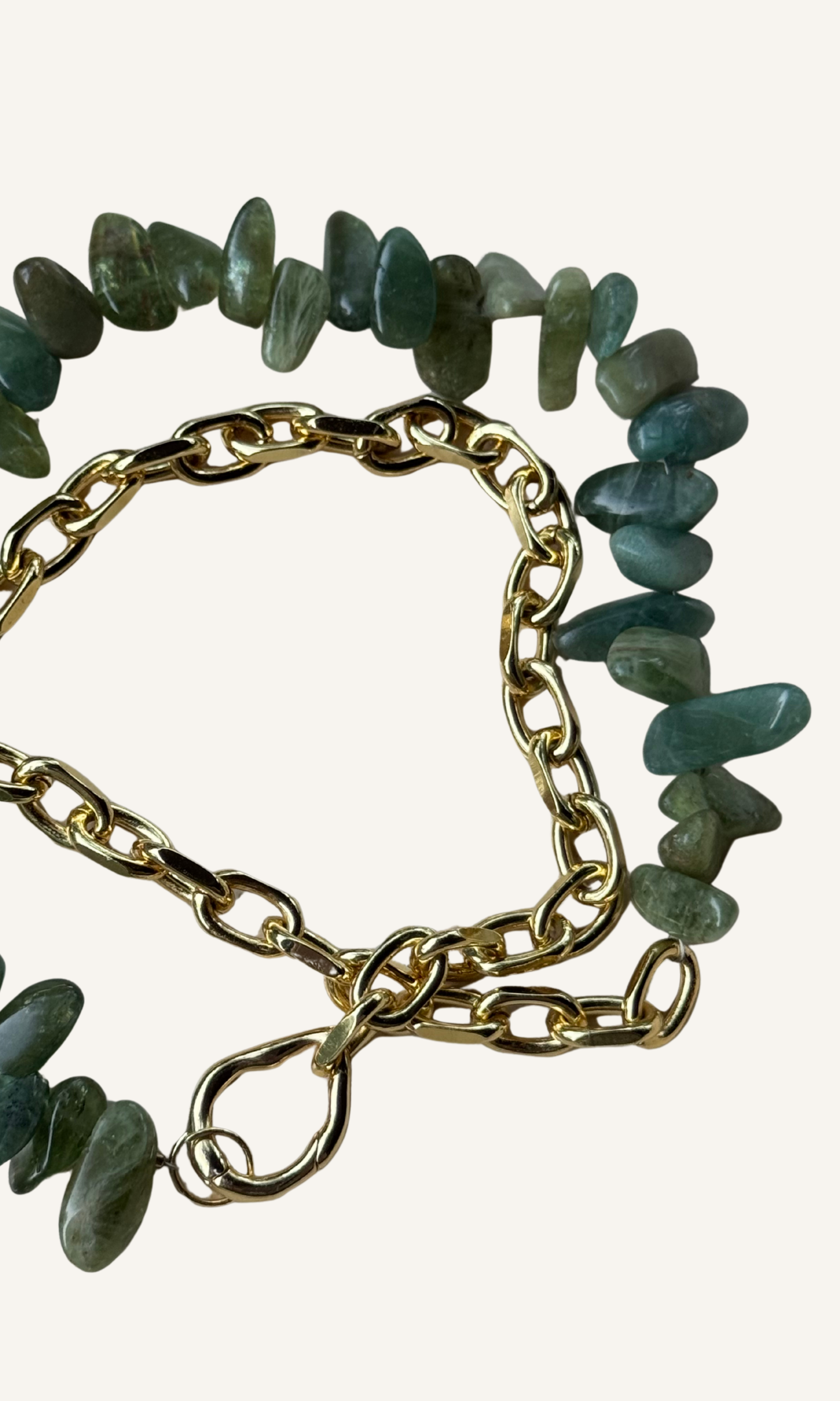 Green Apatite necklace on a gold filled chain with a push gate clasp