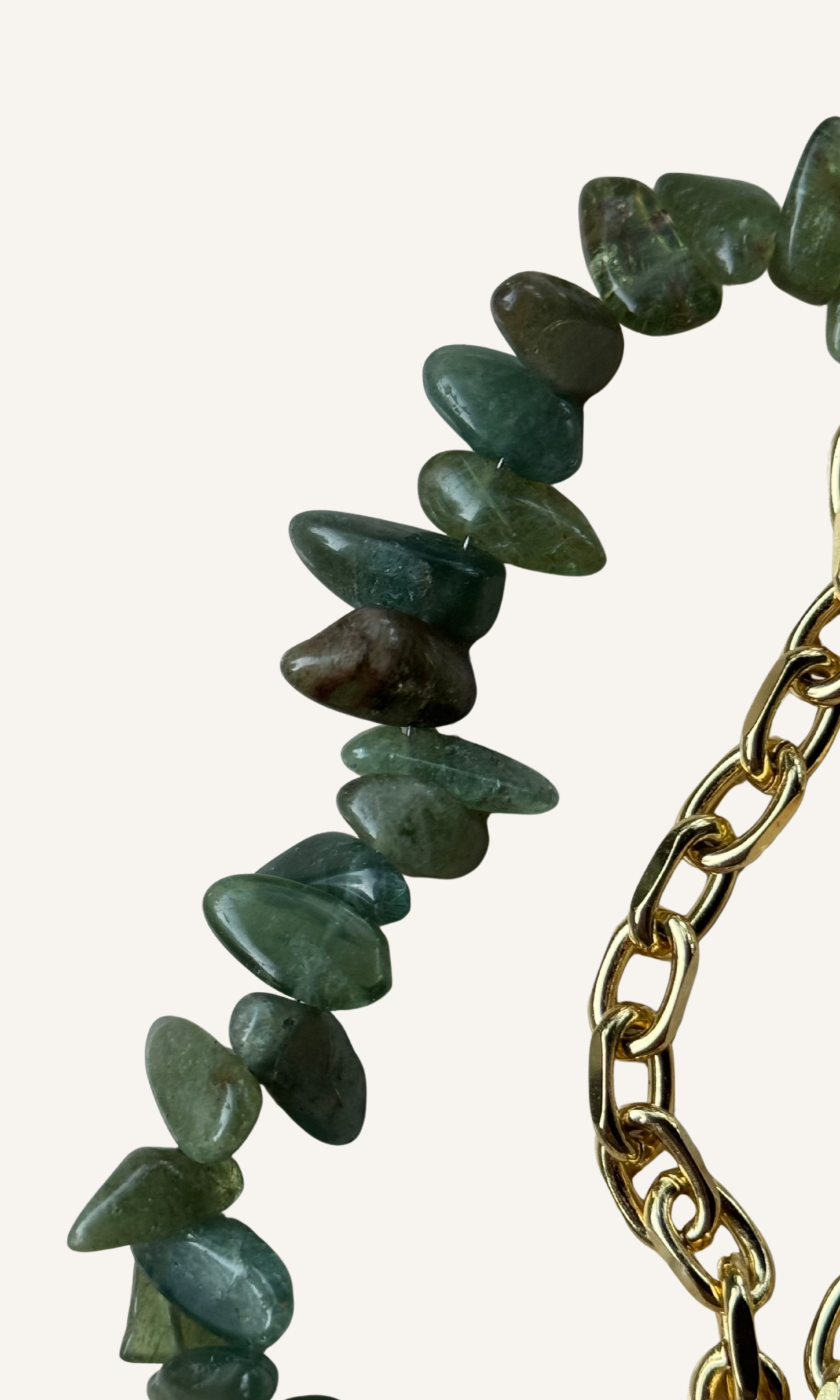 Green Apatite necklace on a gold filled chain with a push gate clasp
