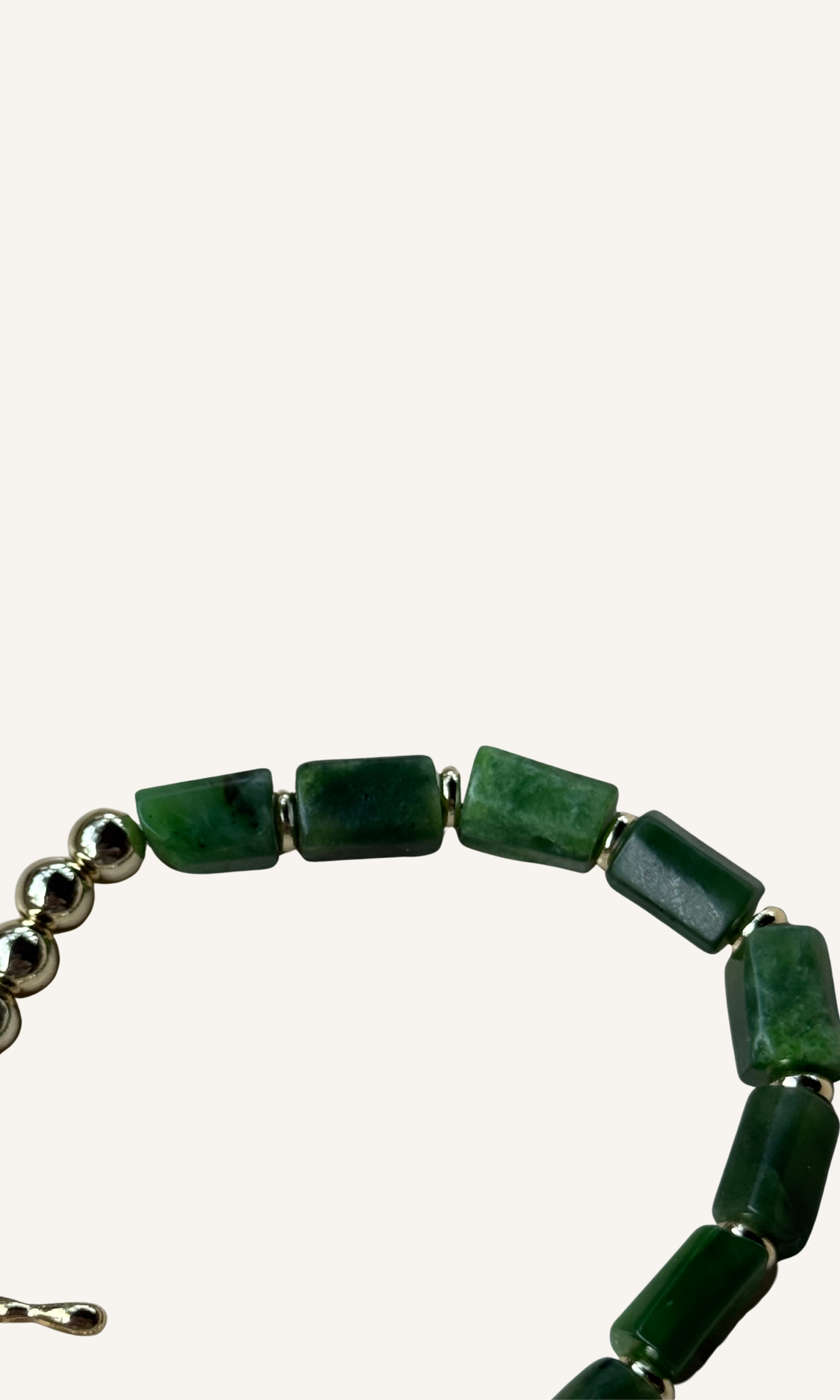 Green Canadian Jade bracelet with gold filled findings and a toggle closure
