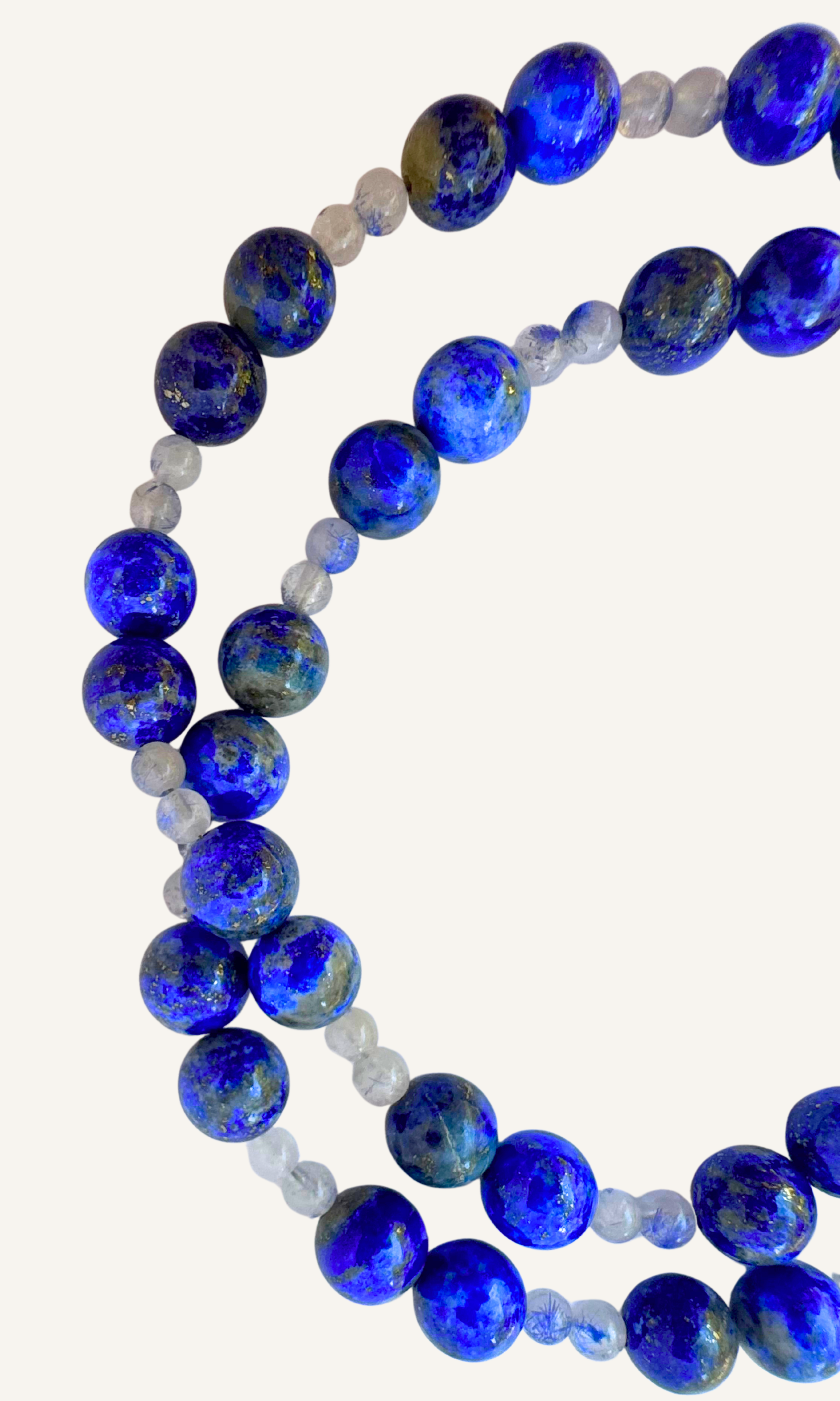 LA Dodgers inspired Lapis and Dumortiarite in Quartz necklace with Lapis and LA charms and a magnetic clasp. All metal is gold filled
