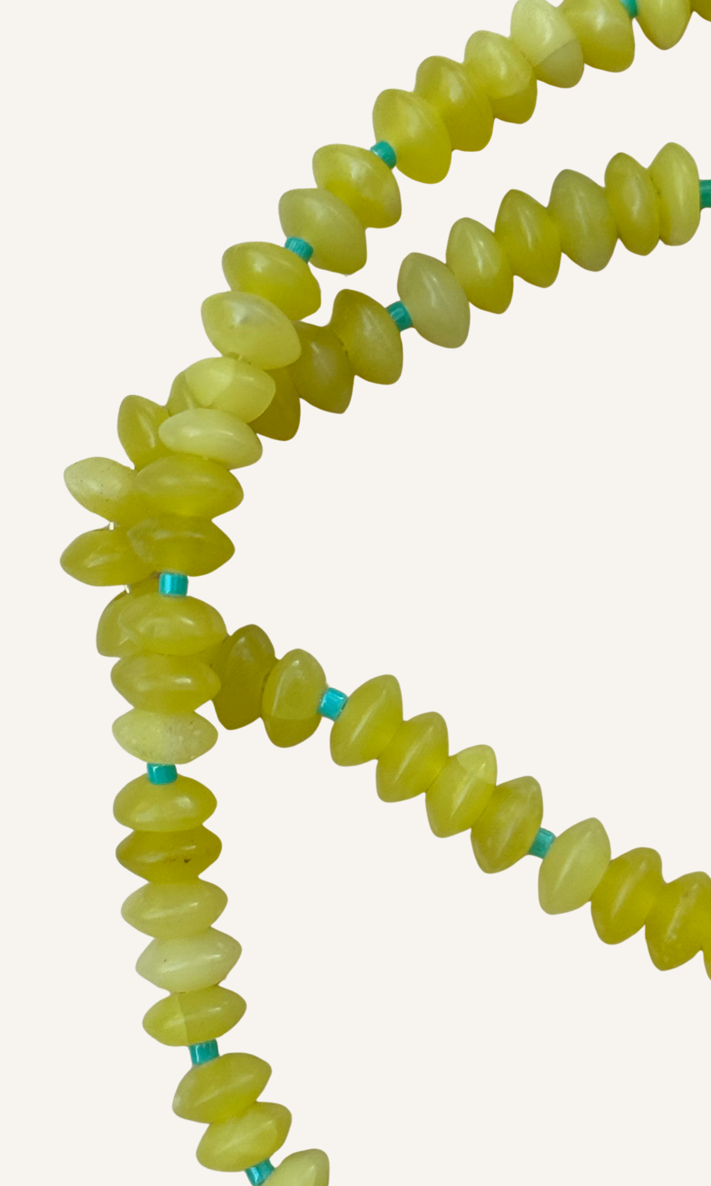 Lemon Jade necklace with aqua spacers, gold filled findings, and carabiner screw clasp