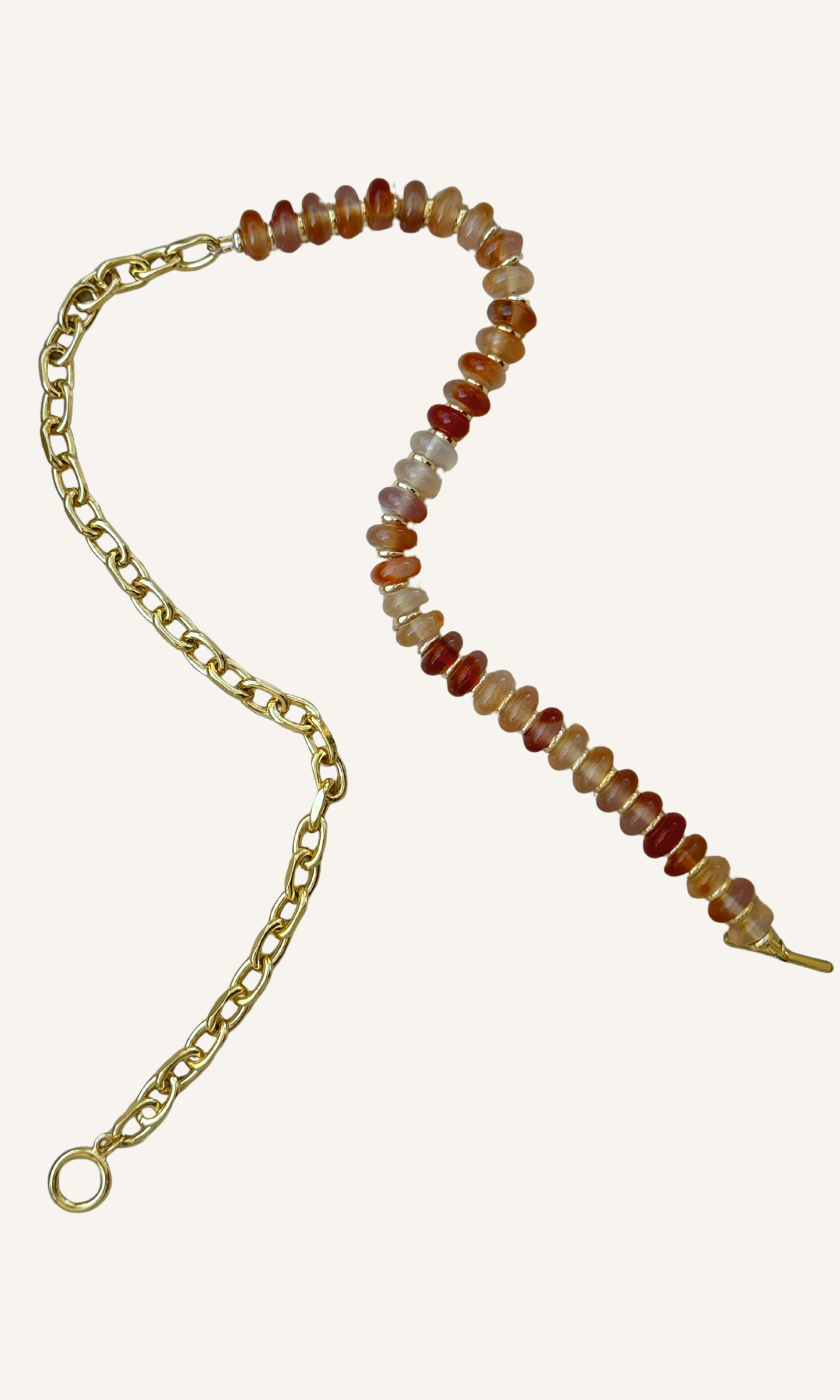 Orange Carlelian and gold filled chain necklace with gold filled findings and a toggle closure