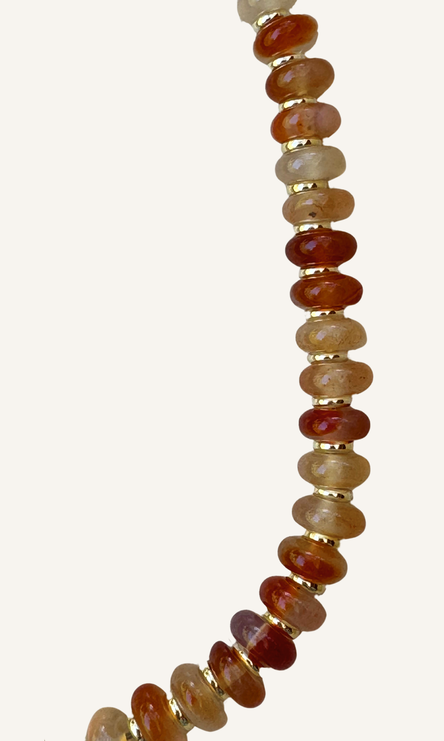 Orange Carlelian and gold filled chain necklace with gold filled findings and a toggle closure