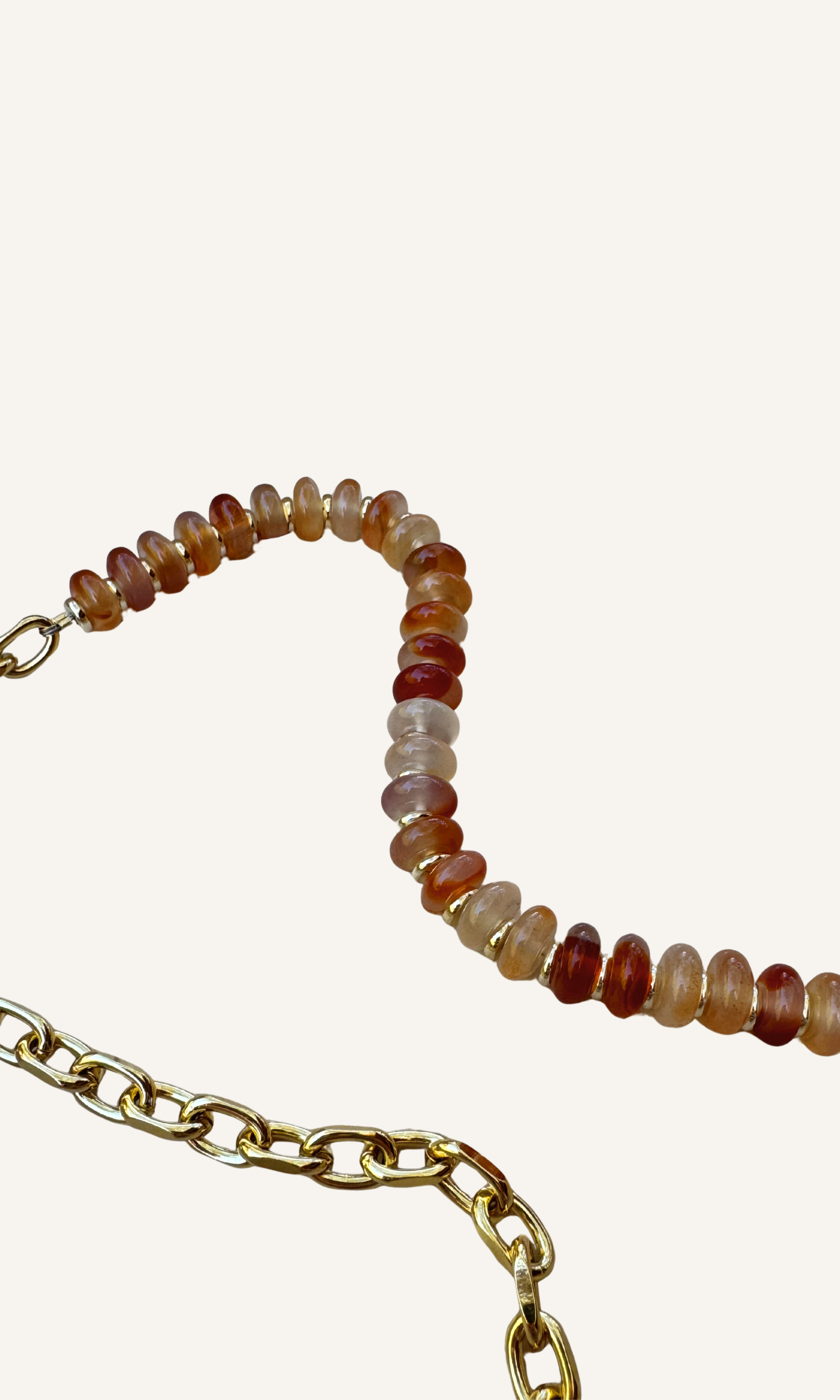 Orange Carlelian and gold filled chain necklace with gold filled findings and a toggle closure
