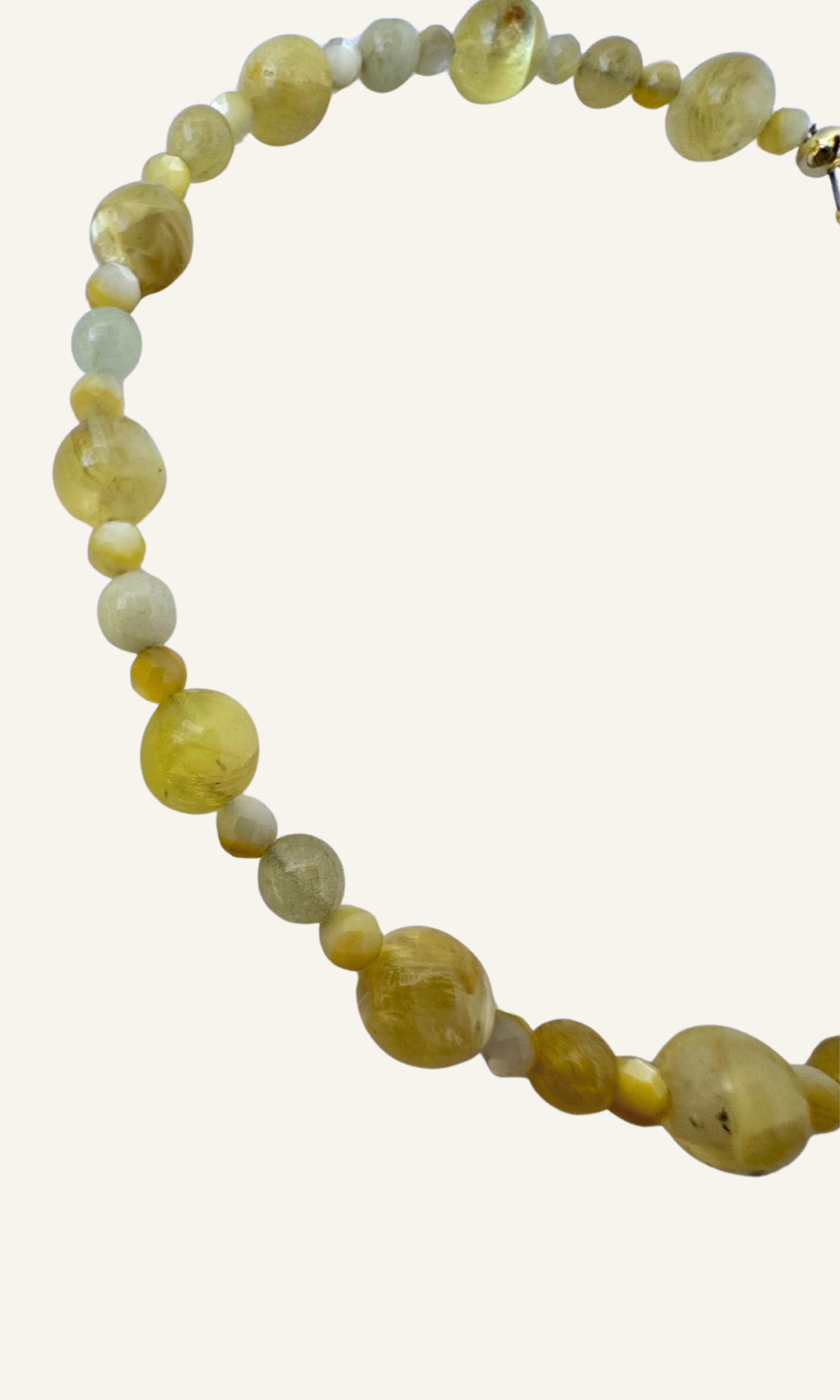 Multi-Gemstone bracelet with Golden Mother of Pearl, Yellow Aquamarine, Golden Lepidolite, and a gold filled magnetic clasp